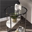 Maklaine Modern / Contemporary Round Glass Top Accent Side Table