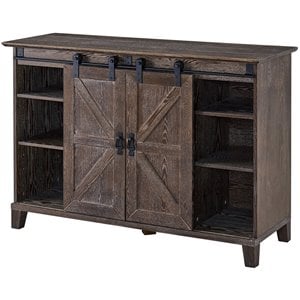 Maklaine Transitional 48&quot Farmhouse TV Stand in Cerused Burnt Oak