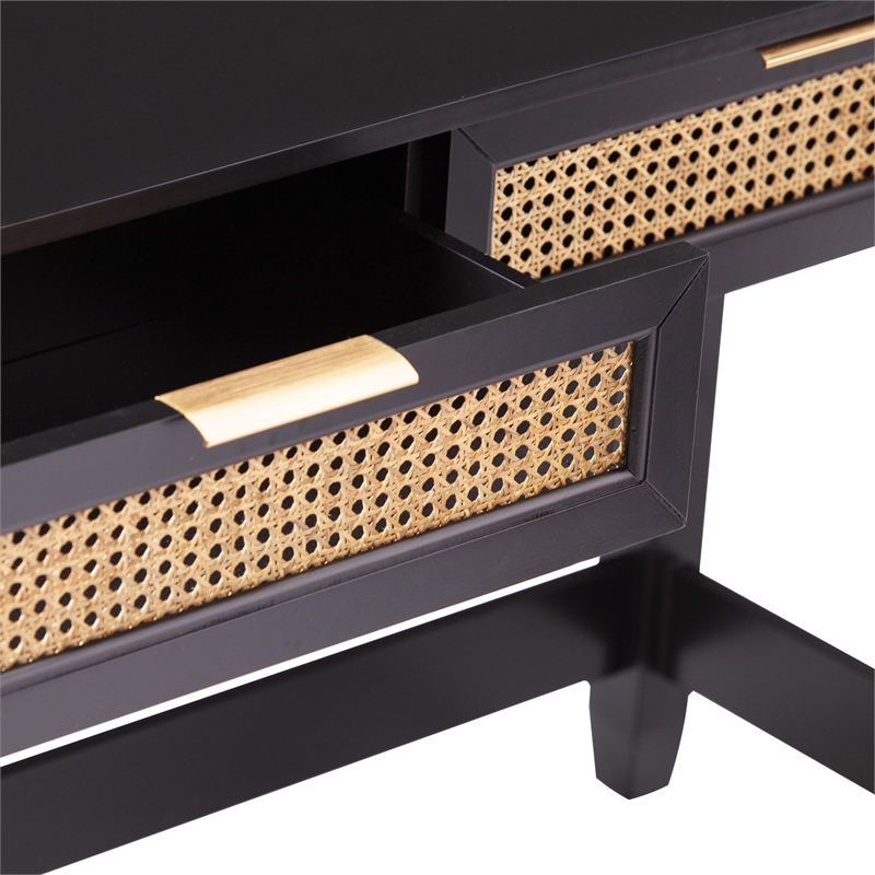 Maklaine Modern / Contemporary Storage Console in Black - Natural