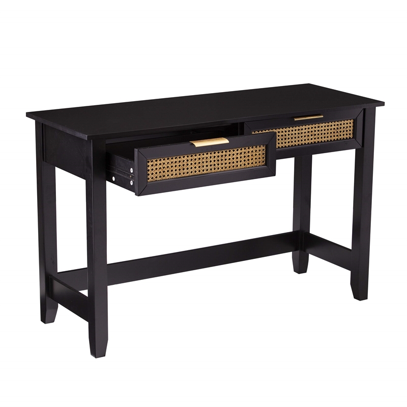 Maklaine Modern / Contemporary Storage Console in Black - Natural