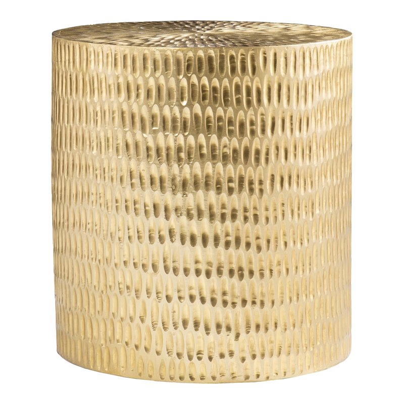 Maklaine Transitional Round End Table with Brass Cladding in Gold