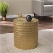 Maklaine Transitional Round End Table with Brass Cladding in Gold