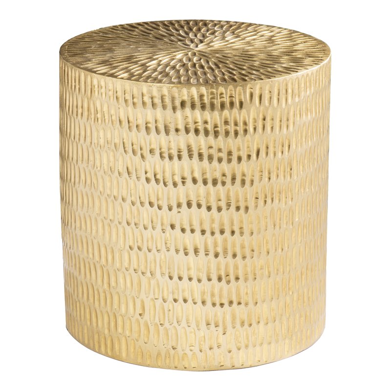 Maklaine Transitional Round End Table with Brass Cladding in Gold