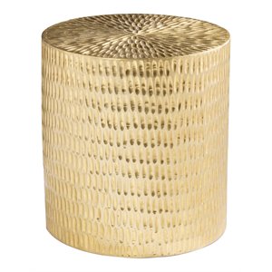 Maklaine Transitional Round End Table with Brass Cladding in Gold