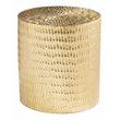 Maklaine Transitional Round End Table with Brass Cladding in Gold