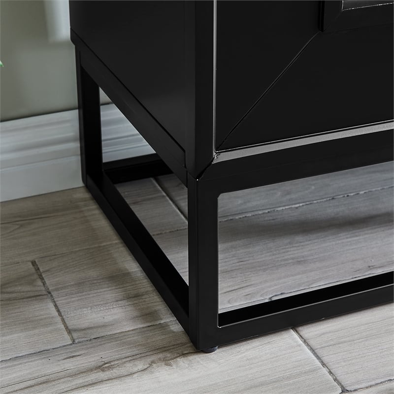 Maklaine Transitional Engineered Wood Electric Fireplace in Black