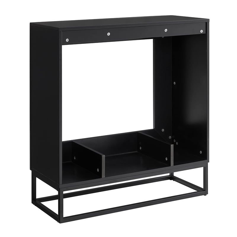 Maklaine Transitional Engineered Wood Electric Fireplace in Black