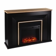 Maklaine Transitional Industrial Base Electric Fireplace in Black