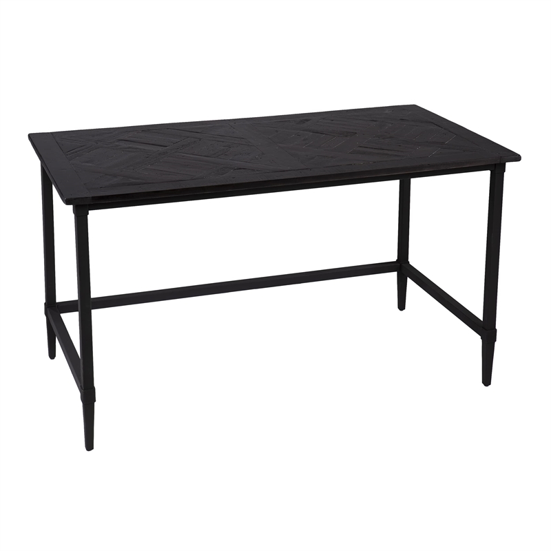 Maklaine Modern / Contemporary Reclaimed Wood Desk in Black Finish