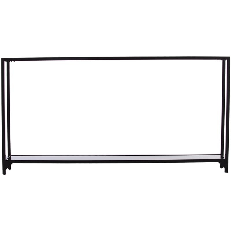 Maklaine Modern / Contemporary Glass Console Table in Black Finish