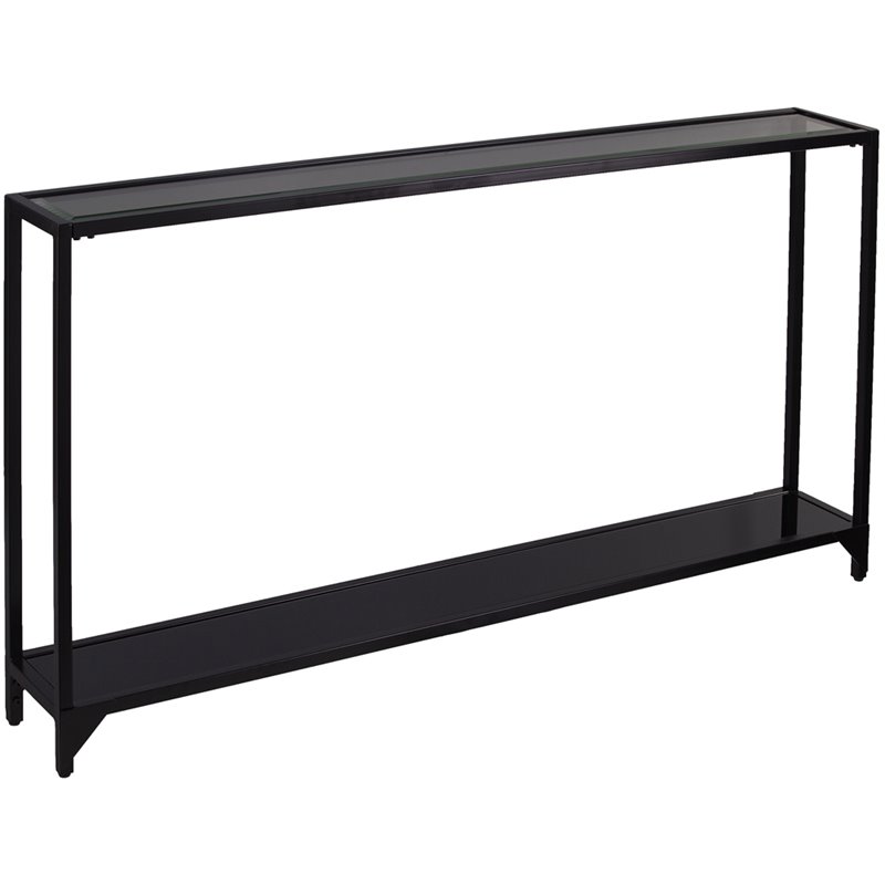 Maklaine Modern / Contemporary Glass Console Table in Black Finish
