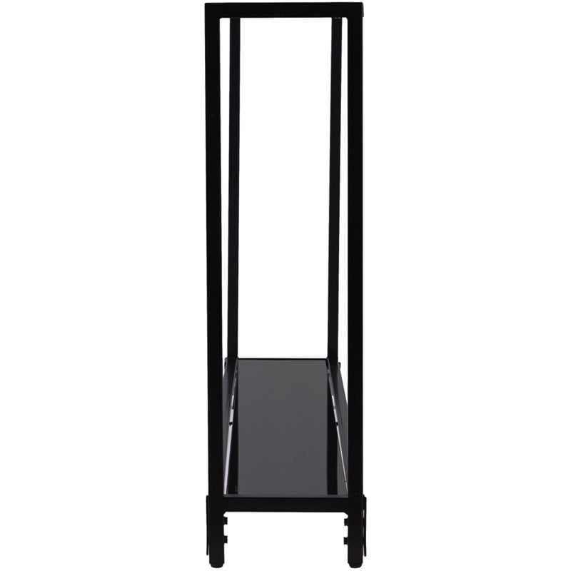Maklaine Modern / Contemporary Glass Console Table in Black Finish