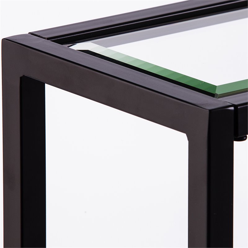 Maklaine Modern / Contemporary Glass Console Table in Black Finish
