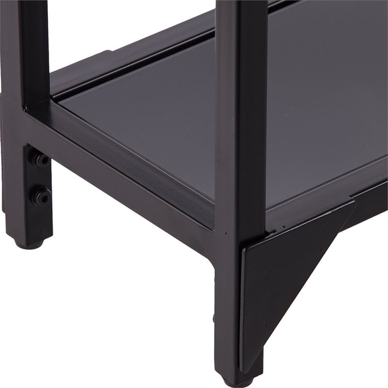 Maklaine Modern / Contemporary Glass Console Table in Black Finish