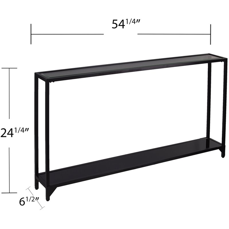 Maklaine Modern / Contemporary Glass Console Table in Black Finish