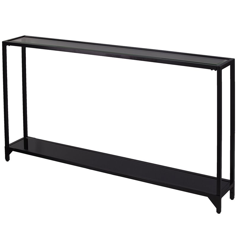 Maklaine Modern / Contemporary Glass Console Table in Black Finish