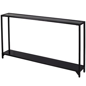 Maklaine Modern / Contemporary Glass Console Table in Black Finish
