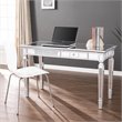 Maklaine Transitional Glam Writing Desk in Mirrored / Matte Silver