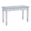 Maklaine Transitional Glam Writing Desk in Mirrored / Matte Silver