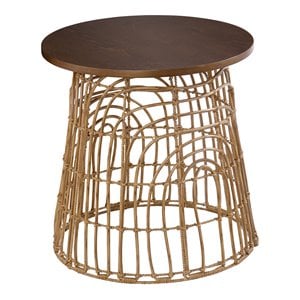 Maklaine Modern / Contemporary Round Wood Top End Table in Natural