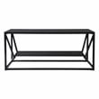 Maklaine Transitional Metal Cocktail Table with Glass Top in Black