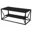 Maklaine Transitional Metal Cocktail Table with Glass Top in Black