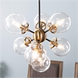 Maklaine Contemporary 7 - Light Pendant Lamp in Black / Gold Finish