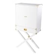 Maklaine Transitional Tall Bar Cabinet with Storage in White / Gold