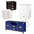 Maklaine Transitional Tall Bar Cabinet with Storage in White / Gold
