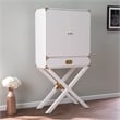 Maklaine Transitional Tall Bar Cabinet with Storage in White / Gold