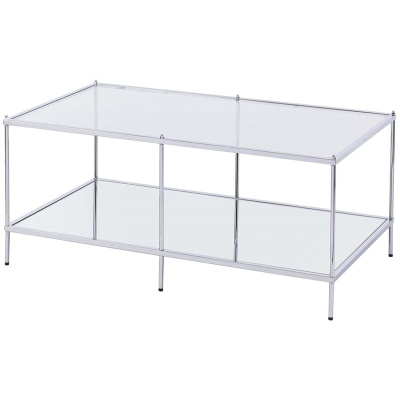 Maklaine Glam Mirrored Coffee Table in Chrome