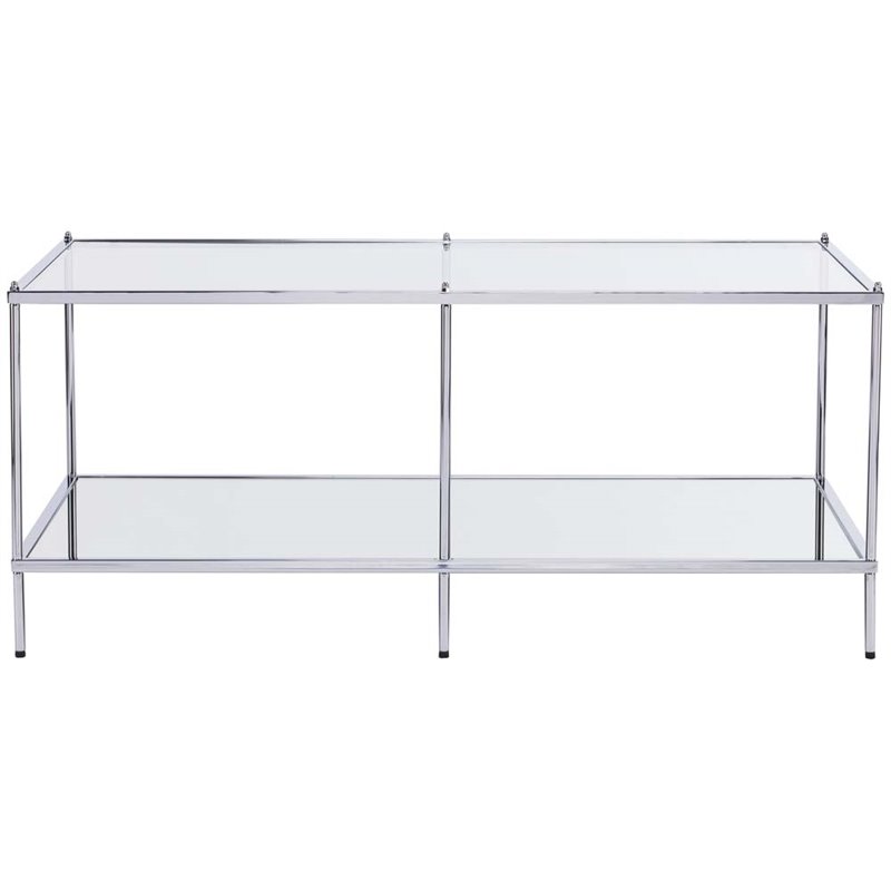 Maklaine Glam Mirrored Coffee Table in Chrome