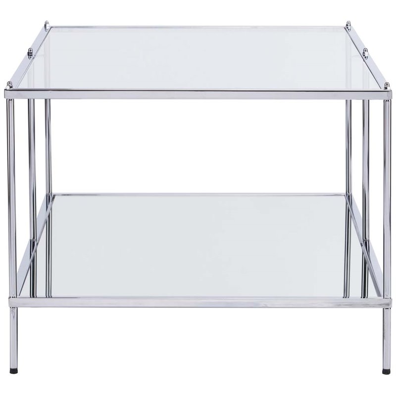 Maklaine Glam Mirrored Coffee Table in Chrome