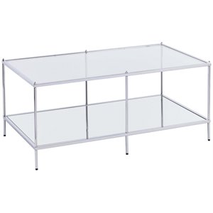 Maklaine Glam Mirrored Coffee Table in Chrome