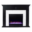 Maklaine Transitional Color Changing Marble Tiled Fireplace in Black