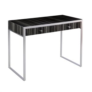 Maklaine Transitional Engineered Wood Writing Desk in Silver / Black