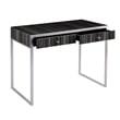 Maklaine Transitional Engineered Wood Writing Desk in Silver / Black