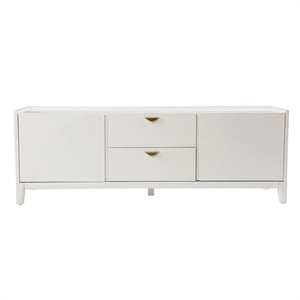 Maklaine Transitional Engineered Wood Storage Media Cabinet in White