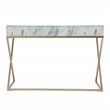 Maklaine Transitional Writing Desk in Gold / Gray / White Faux Marble
