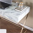 Maklaine Transitional Writing Desk in Gold / Gray / White Faux Marble