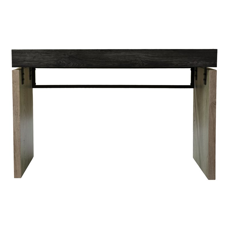 Maklaine Transitional Engineered Wood Writing Desk in Black / Natural