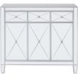 Maklaine Transitional 3-Door Mirrored Glass Sideboard in Matte Silver