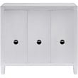 Maklaine Transitional 3-Door Mirrored Glass Sideboard in Matte Silver