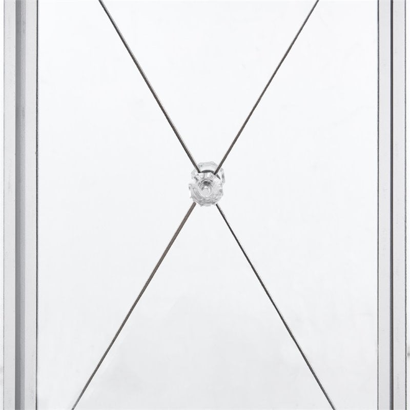 Maklaine Transitional 3-Door Mirrored Glass Sideboard in Matte Silver