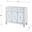 Maklaine Transitional 3-Door Mirrored Glass Sideboard in Matte Silver