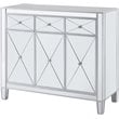 Maklaine Transitional 3-Door Mirrored Glass Sideboard in Matte Silver