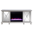 Maklaine Mirrored Electric Fireplace Media Console in Mirror / Silver