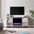 Maklaine Mirrored Electric Fireplace Media Console in Mirror / Silver