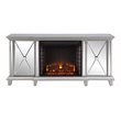Maklaine Mirrored Electric Fireplace Media Console in Mirror / Silver