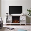 Maklaine Mirrored Electric Fireplace Media Console in Mirror / Silver